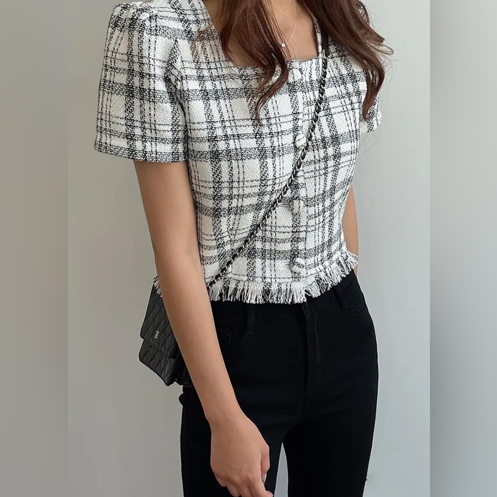 Tweed Fringe Crop Top/Jacket